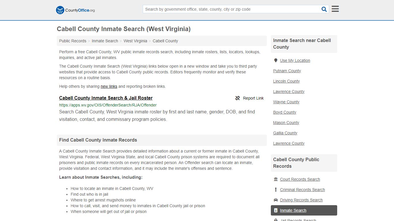 Inmate Search - Cabell County, WV (Inmate Rosters & Locators)