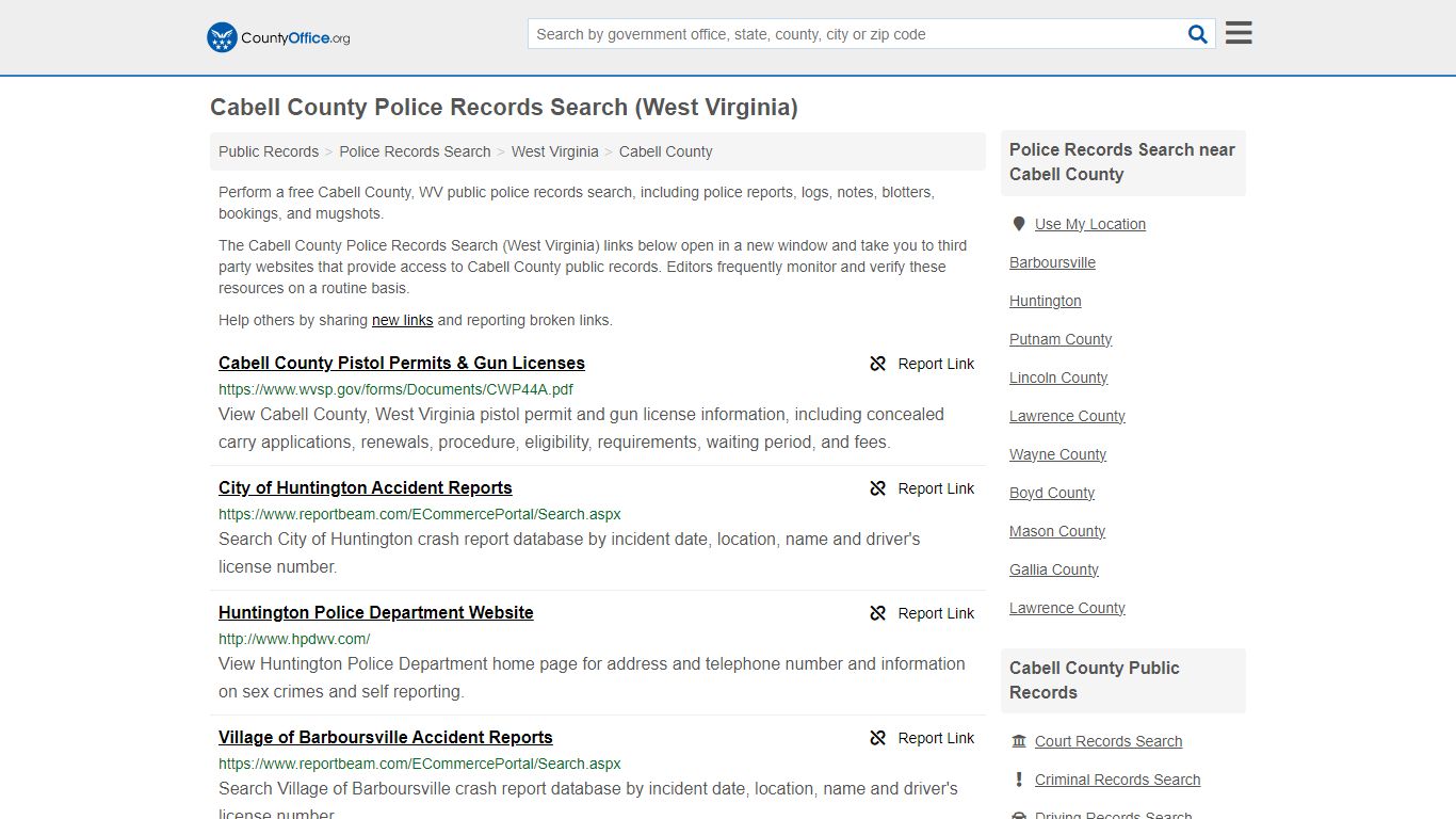 Police Records Search - Cabell County, WV (Accidents & Arrest Records)